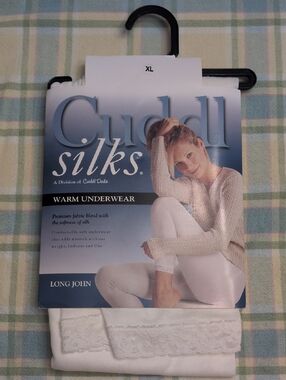 Cuddl Duds Silks Warm Underwear Long John - White